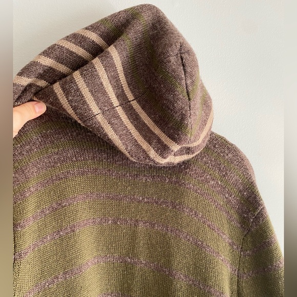 Cynthia Rowley | Merino Wool Sweater | Stripes | Earth tone | Green sweater - Picture 9 of 9